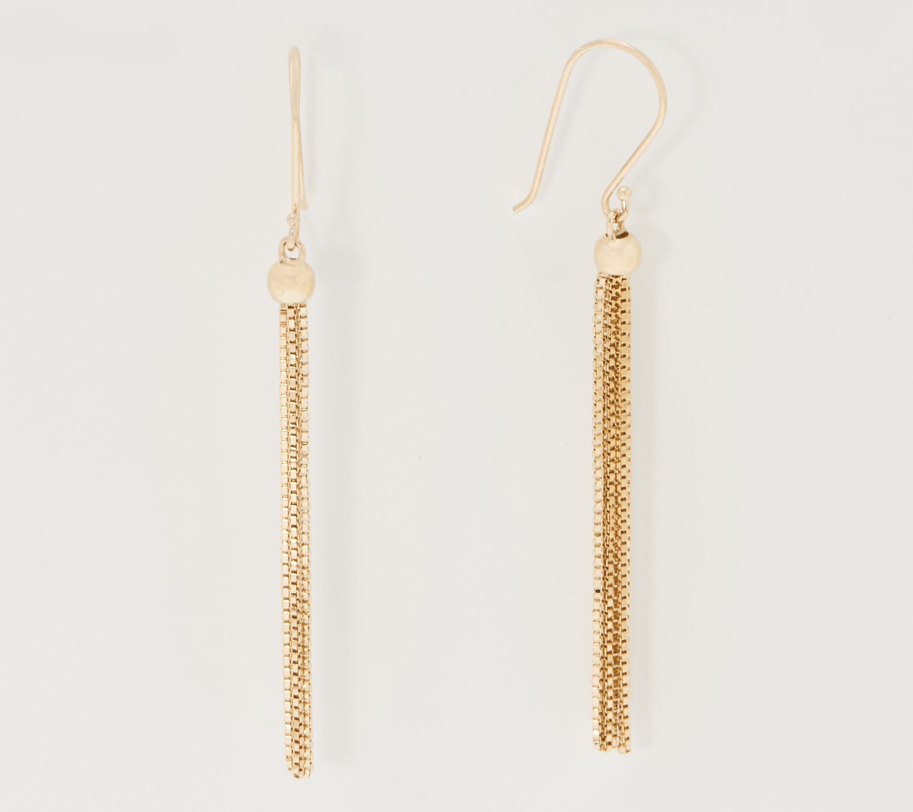 14k Yellow Gold Dangling Earrings, 65mm x 10mm