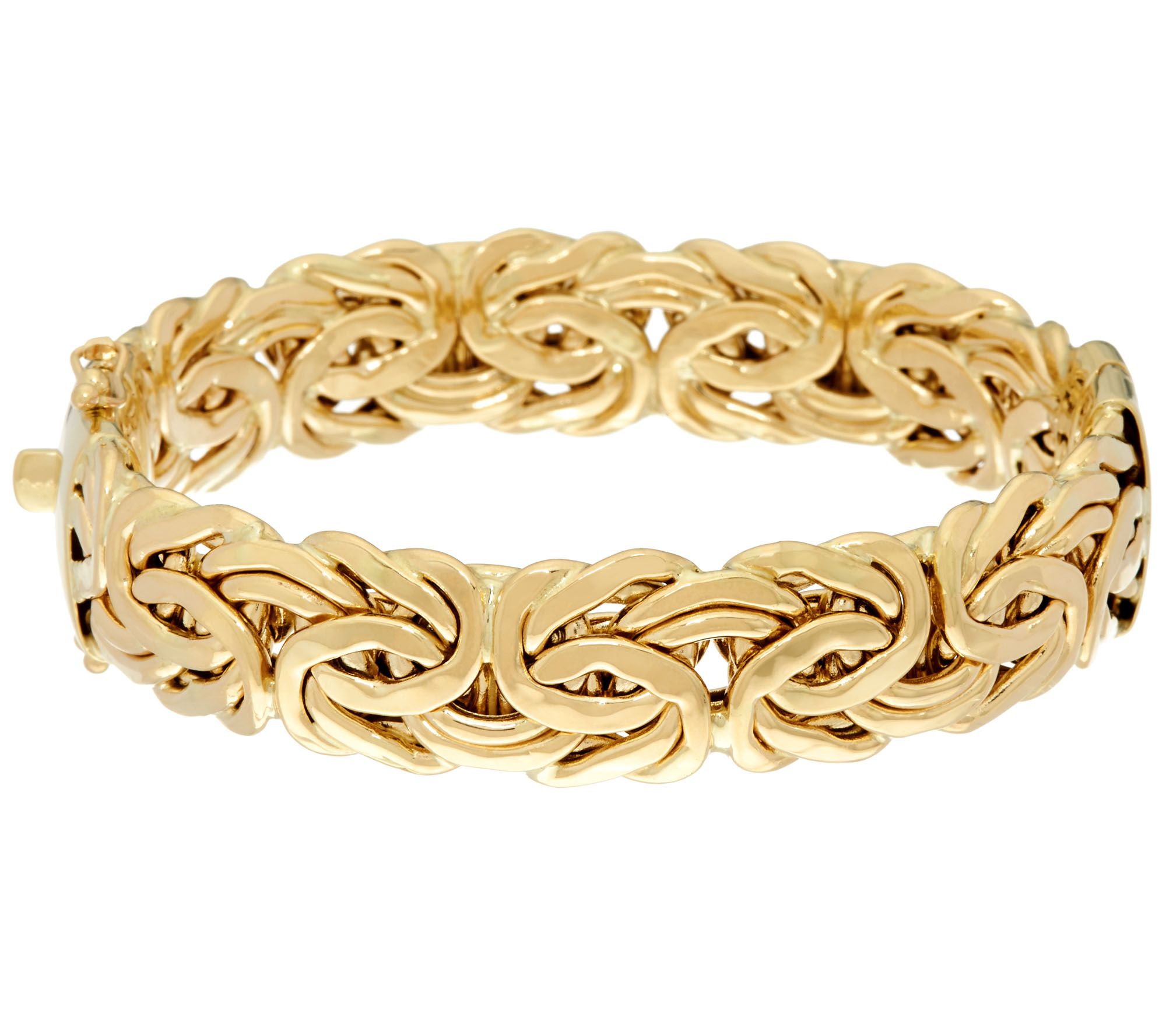 Average Size Bold Byzantine Hinged Bangle Bracelet Box Lock Real 14K