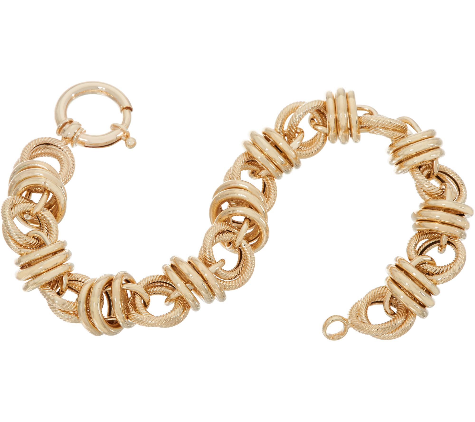 Textured Status Rolo Circle Link Bracelet Real 14K Yellow Gold QVC ALL