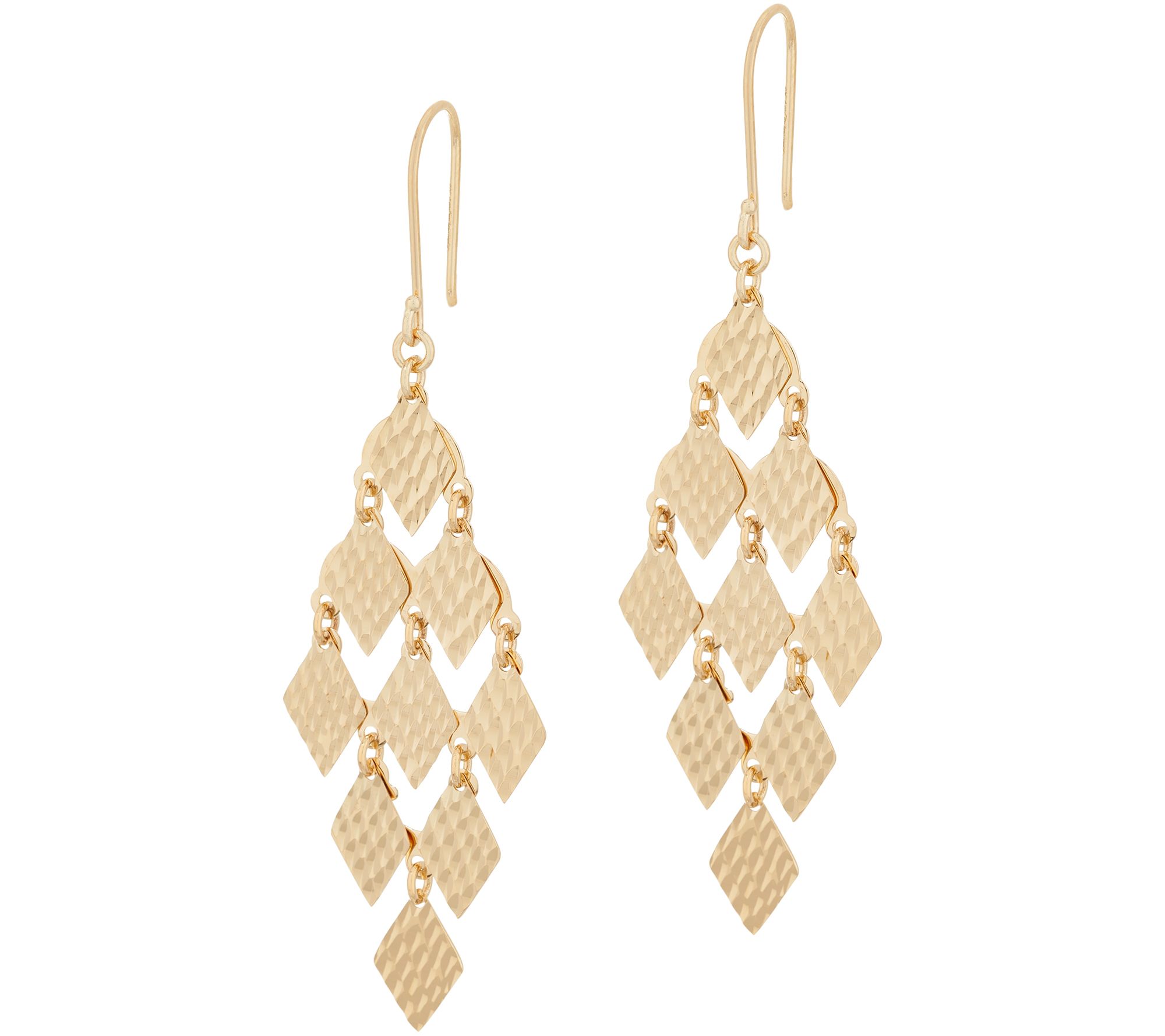Diamond Cut Diamond Shaped Chandelier Dangle Earrings REAL 14K Yellow Gold QVC eBay