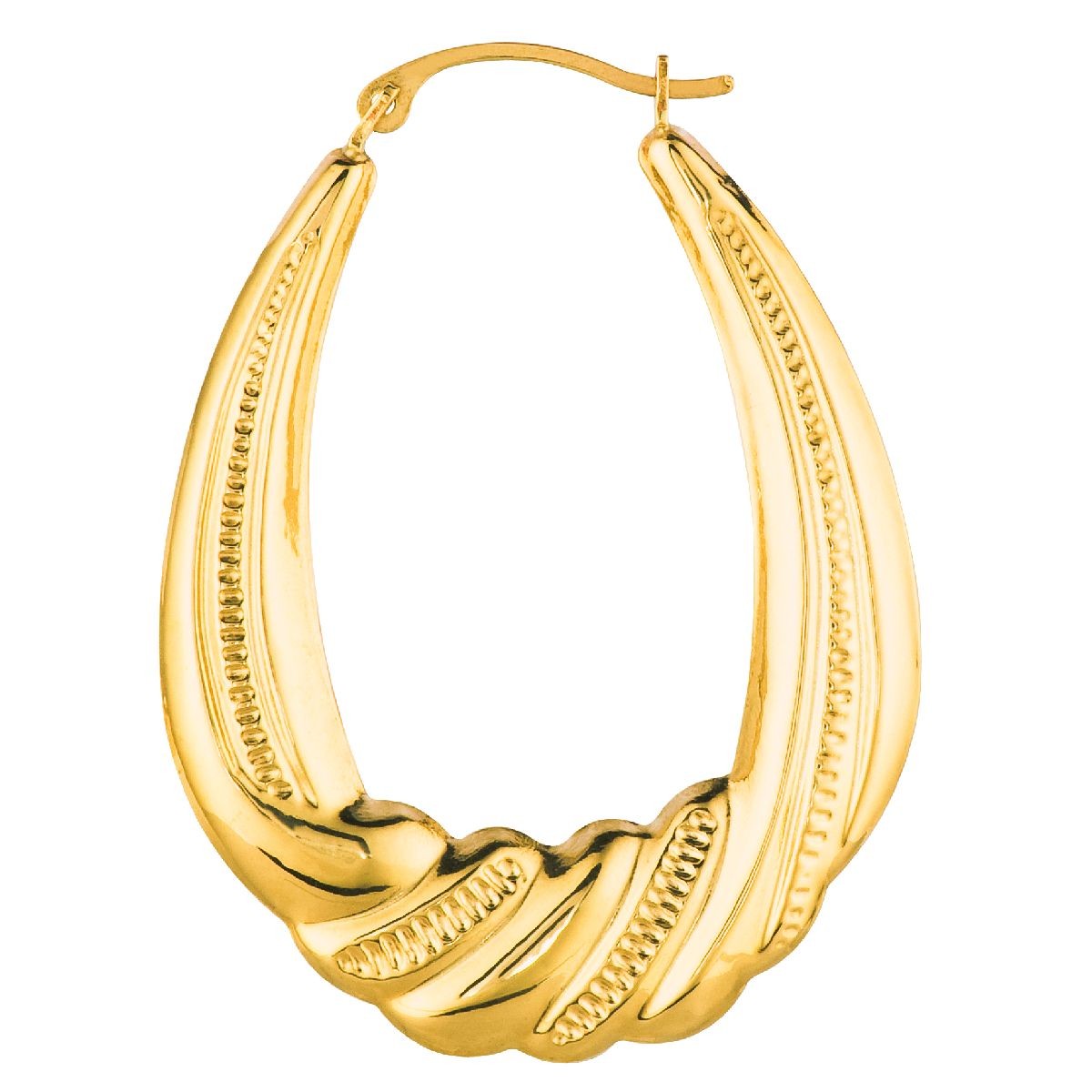 Graduated Twisted Textured Oval Hoop Earrings Real 14K Yellow Gold eBay