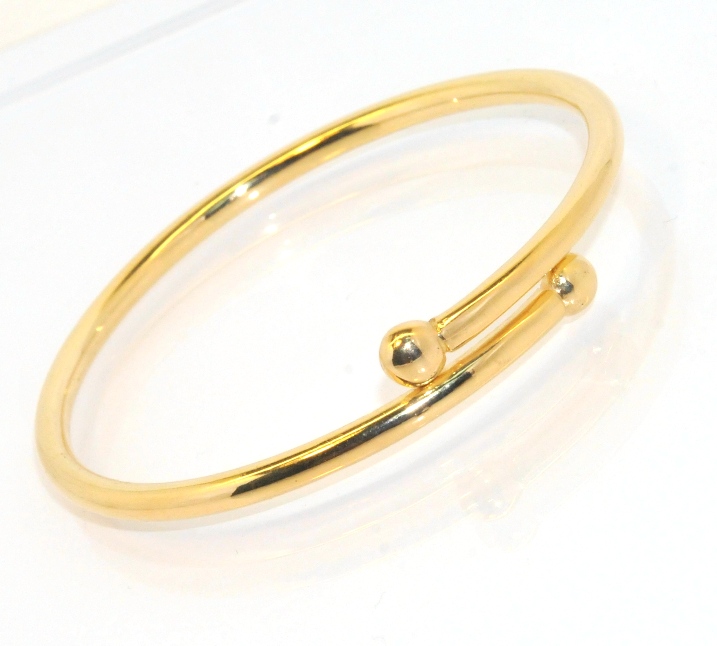 Technibond Solid Interlocking Bangle Bracelet 14K Yellow Gold Clad 
