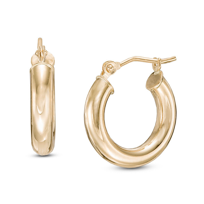 925 Sterling Silver Gold-Tone Polished Round 3mm Hinged Hoop Hoop Earrings
