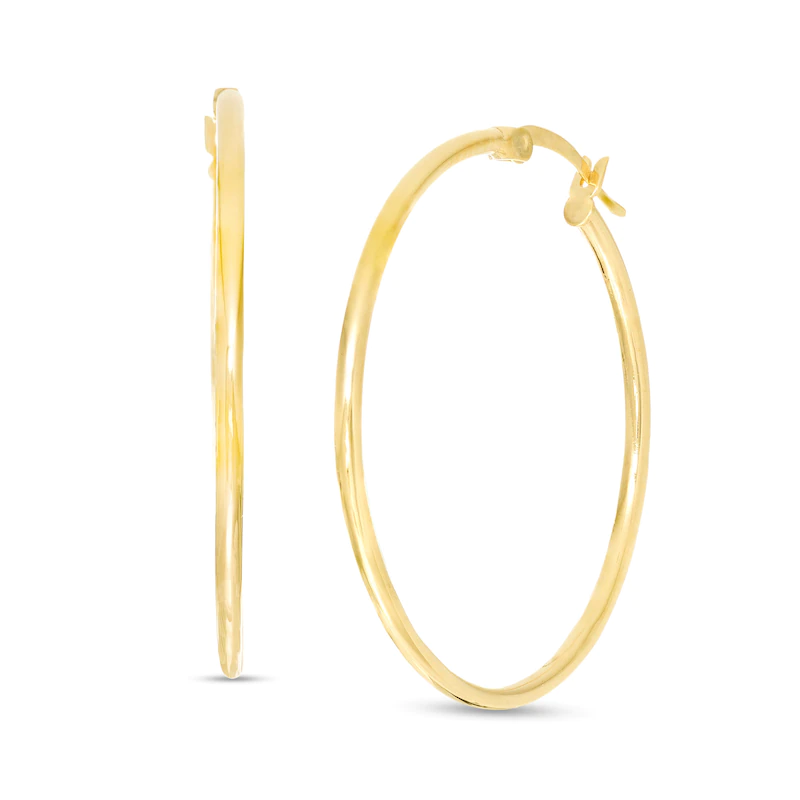 1.5 X 30mm Plain Polished Shiny Hoop Earrings REAL 10K